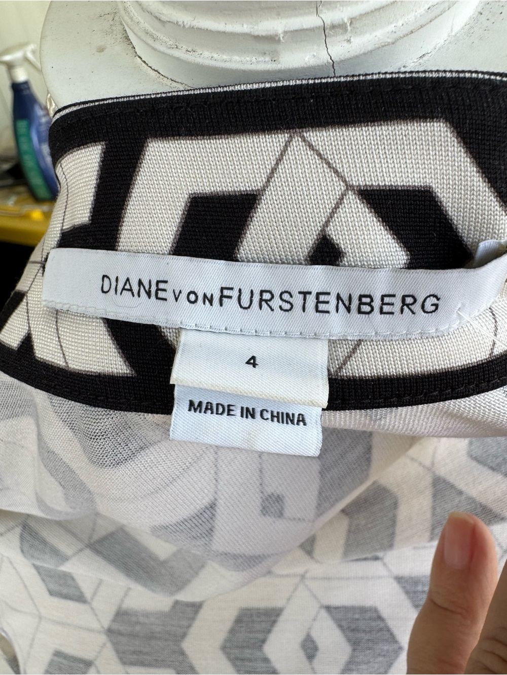 Diane von Furstenberg Silk Wrap Dress – Black & White Geometric Print - Picture 2 of 11